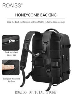 roaiss High Capacity Business Travel Backpack Expandable Luggage Bag for Short Trips Dry and Wet Separation Scientific Storage Business Computer Bag Simple Solid Color Design with Independent Shoe Storage  - Image 4