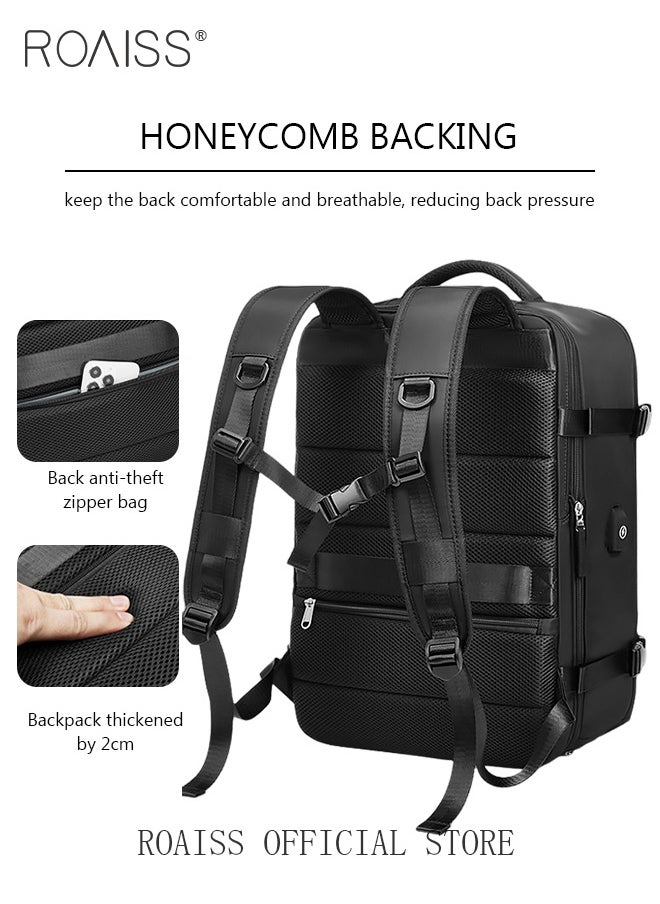 roaiss - High Capacity Business Travel Backpack Expandable Luggage Bag for Short Trips Dry and Wet Separation Scientific Storage Business Computer Bag Simple Solid Color Design with Independent Shoe Storage - Image 1