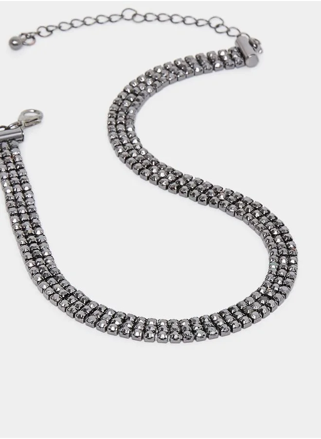 ستايلي 3 Layer Studded Chain Necklace