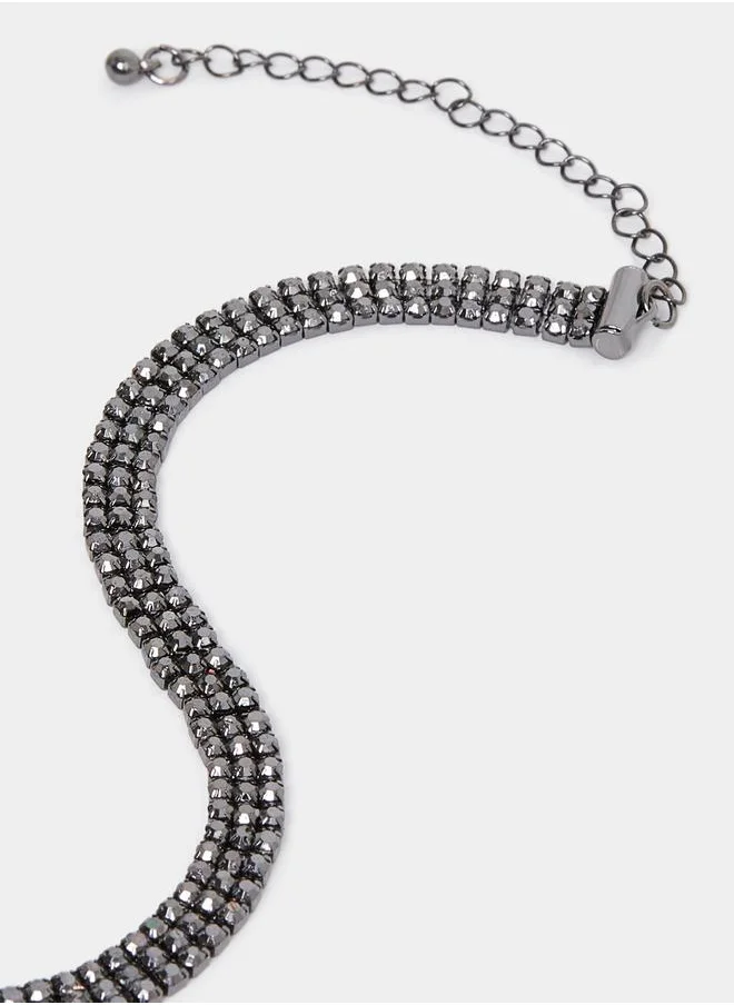 ستايلي 3 Layer Studded Chain Necklace