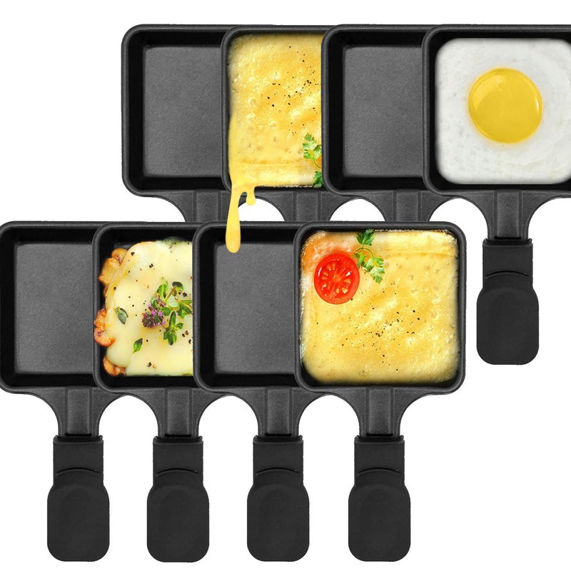HONNE HONNE 8pcs set NonStick Coating Mini Iron Raclette Grill Pan Cheese Pan ReplacementAdditional Raclette Dishes Mini Grill Pan 