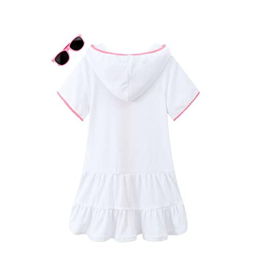 LUCKYGAL Terry Swim Cover-Up for Girls Kids Beach Swimsuit Coverup Bathing Suit Wraps, Size 10 11 White - Image 2