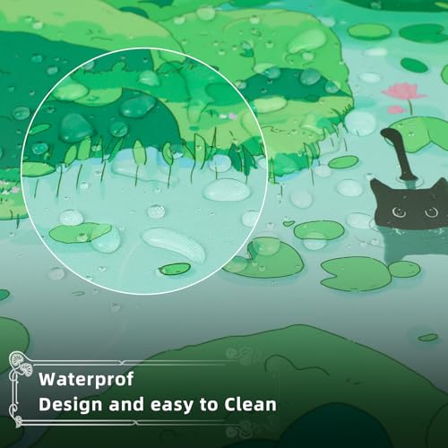 FLY SPRAY Gaming Mouse Pad for Computer,XXL Cute Cat Mousepad Laptop,Green Anime Mouse Mat,Extended Large Black Japanese Keyboard Pads,Non-Slip Mouse Pads for Game Office Home（31.5 x 11.9 in） - Image 4