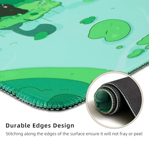 FLY SPRAY Gaming Mouse Pad for Computer,XXL Cute Cat Mousepad Laptop,Green Anime Mouse Mat,Extended Large Black Japanese Keyboard Pads,Non-Slip Mouse Pads for Game Office Home（31.5 x 11.9 in） - Image 5