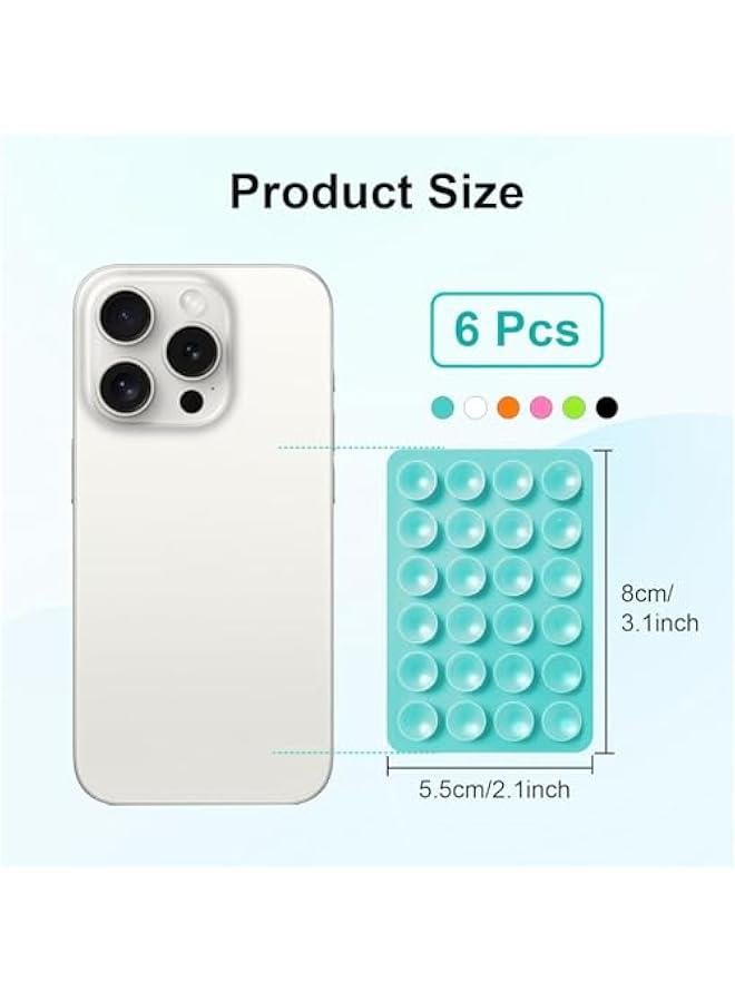 UOEPOWA 6 Pcs Suction Phone Case Mount, Silicone Adhesive Mobile Phone Accessory Holder, Fidget Toy Hands-Free Mirror Shower Holder, Sticky Grip for Tiktok Videos and Selfies (6 Colors) - Image 2