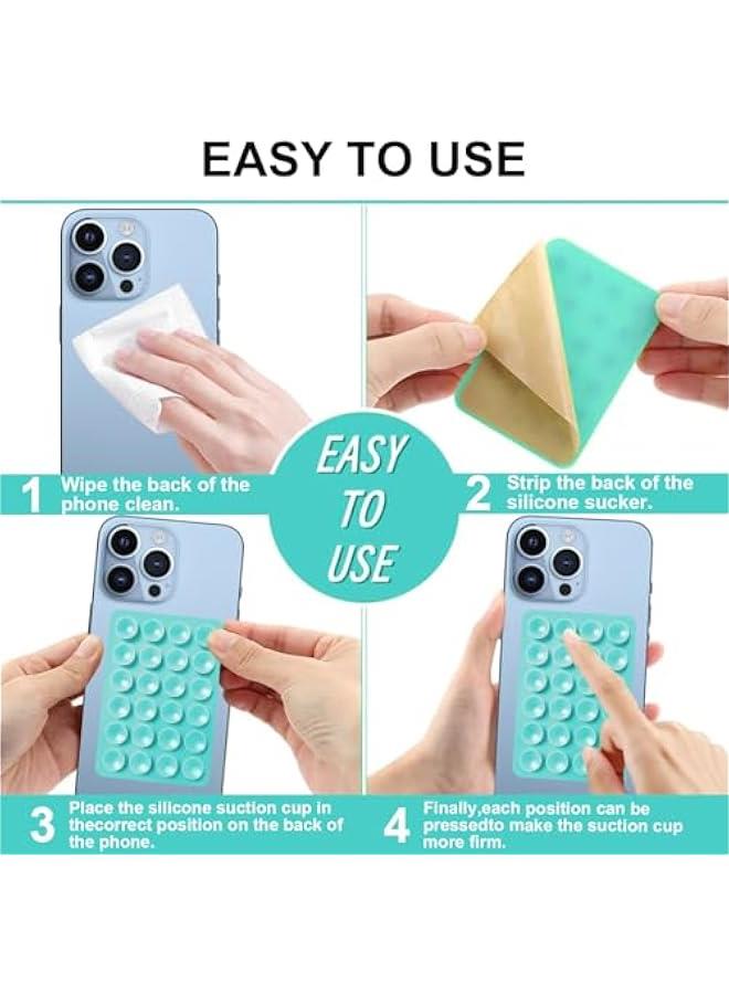 UOEPOWA 6 Pcs Suction Phone Case Mount, Silicone Adhesive Mobile Phone Accessory Holder, Fidget Toy Hands-Free Mirror Shower Holder, Sticky Grip for Tiktok Videos and Selfies (6 Colors) - Image 4