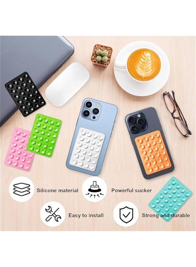 UOEPOWA 6 Pcs Suction Phone Case Mount, Silicone Adhesive Mobile Phone Accessory Holder, Fidget Toy Hands-Free Mirror Shower Holder, Sticky Grip for Tiktok Videos and Selfies (6 Colors) - Image 5