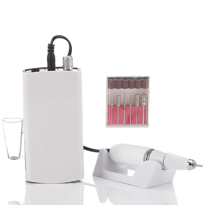 Miss Sweet Portable Nail Drill Machine Rechargeable Electric Nail File for Acrylic (Pure White) - Image 1