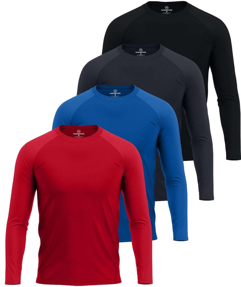 REALESSENTIALS Real Essentials 4 Pack Mens Long Sleeve Rash Guard Shirt UPF 50 Swim Beach UV Sun Protection Fishing Quick Dry Big Tall - Image 2