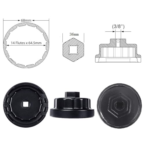 Ibetter Oil Filter Wrench for Toyota, Lexus, RAV4, Camry, Tundra, Highlander, Sienna and More - Oil Filter Cap Removal Tool for 2.5L to 5.7L Engines with 64mm Cartridge Style Oil Filter Housings - Image 2