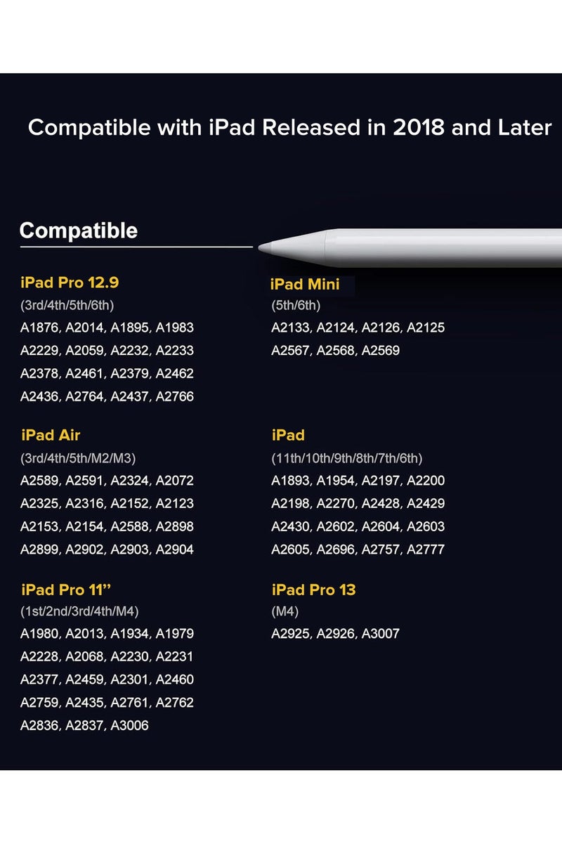 2025 Newest Stylus Pen for iPad(2018-2025)-13 Mins Fast Charge with Tilt Sensitivity & Palm Rejection for iPad 11/10/9/8/7/6th Gen, Air 7/6/5/4/3/M3/M2, Pro 13"/12.9"/11"/M4, Mini 7/6/5th - Image 2