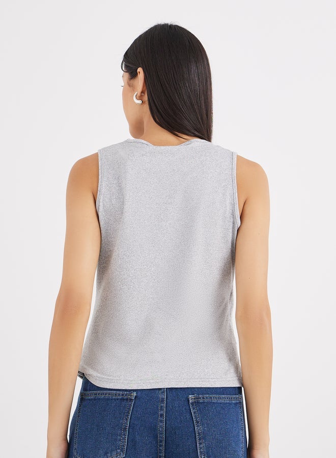 Styli Wrap V-Neck Sleeveless Knit Top - Image 4