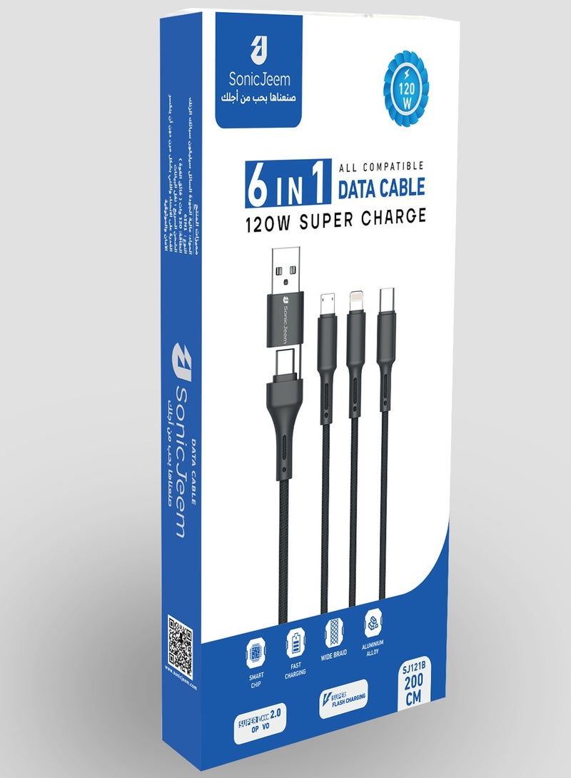 SONIC JEEM 6 in 1 Data Cable Super Charging SJ121B - Image 5
