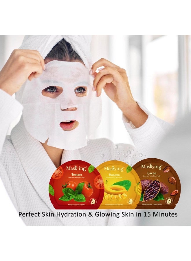 Masking Superfood Sheet Mask | Natural Facial Sheet Mask | Face Serum Mask for Women Combo 10 (Each 20g Pack) - Image 4