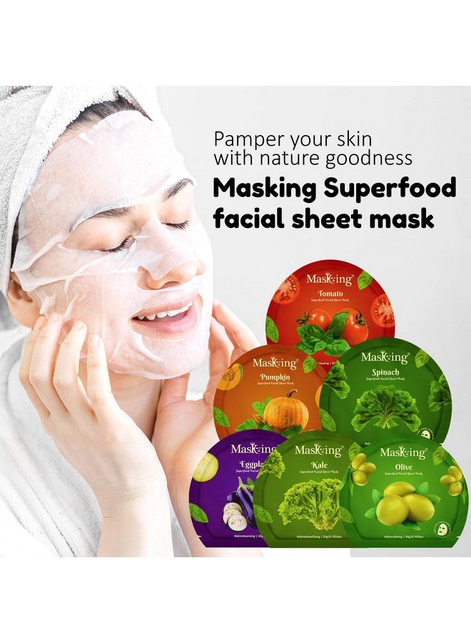 Masking Superfood Sheet Mask | Natural Facial Sheet Mask | Face Serum Mask for Women Combo 10 (Each 20g Pack) - Image 3