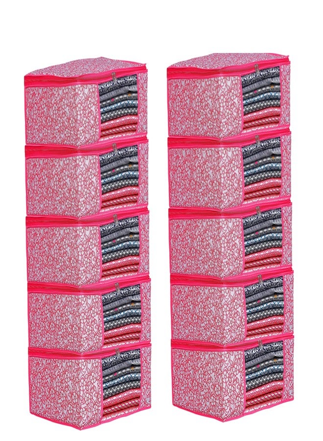 SHAPING FABRIC Garment Cover Non-Woven 90 GSM with Transparent Window & Double Metal Zipper - Pack of 10 | Dustproof Clothes Storage Bag for Sarees, Suits, Jackets, Shirts SBXLRL152493517524148524521 - Image 1