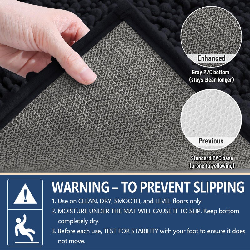 Arotive Luxury Bathroom Rugs 24x16, Extra Soft Thick Absorbent Shaggy Chenille Bath Rugs, Non-Slip Machine Wash Dry, Bath Mats for Bathroom Floor, Tub and Shower, Home Decor Accessories, Black - Image 5