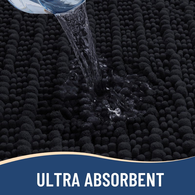 Arotive Luxury Bathroom Rugs 24x16, Extra Soft Thick Absorbent Shaggy Chenille Bath Rugs, Non-Slip Machine Wash Dry, Bath Mats for Bathroom Floor, Tub and Shower, Home Decor Accessories, Black - Image 4