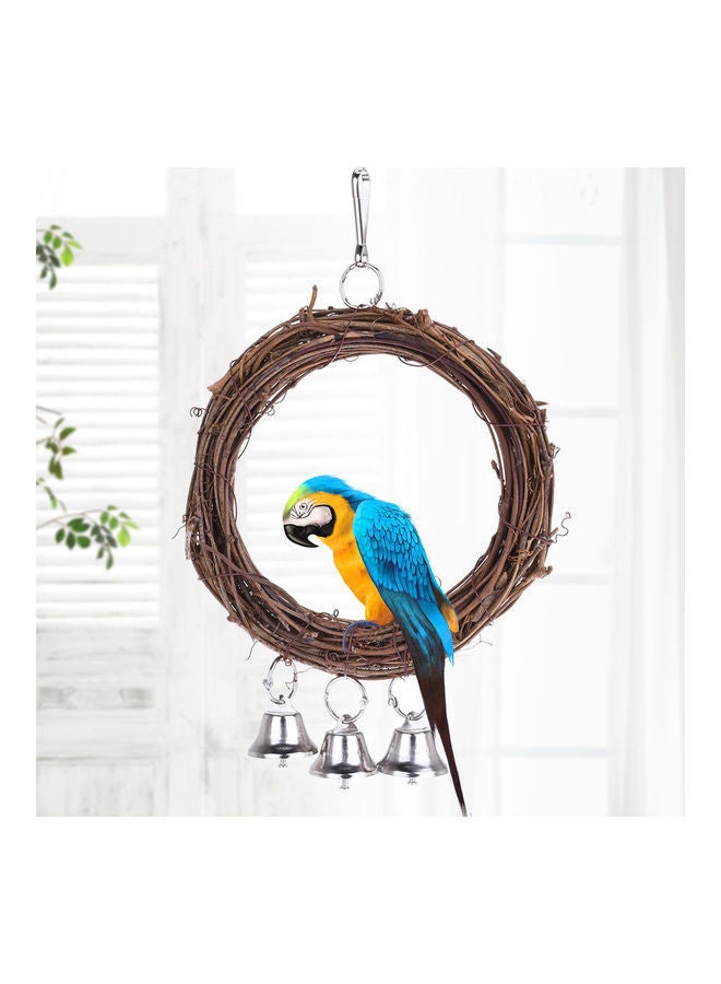 NIBEMINENT Parrot Hanging Swing Brown/Silver 26x16cm - Image 1