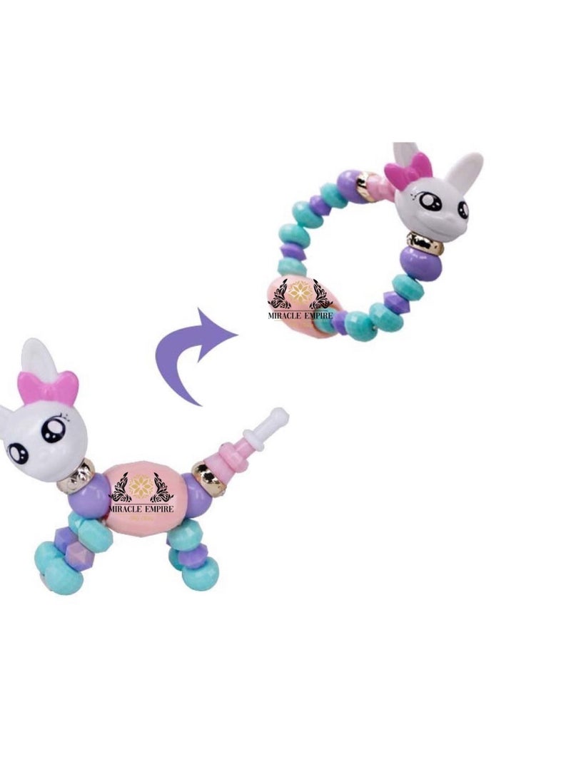 Miracle Empire Pet Beads Bracelet Turns Into A Bunny Toy Girls Toys Handmade Party For Kids Animals Education Gifts  - Image 1