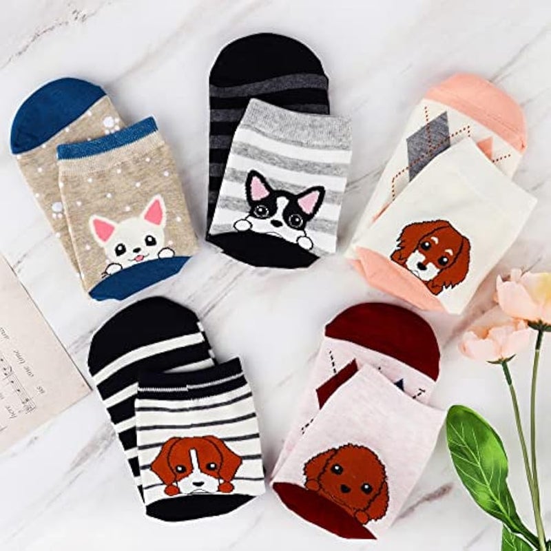 Women's Funny Dog Socks Cotton Fun Novelty Cute Pack of 5 - Image 2