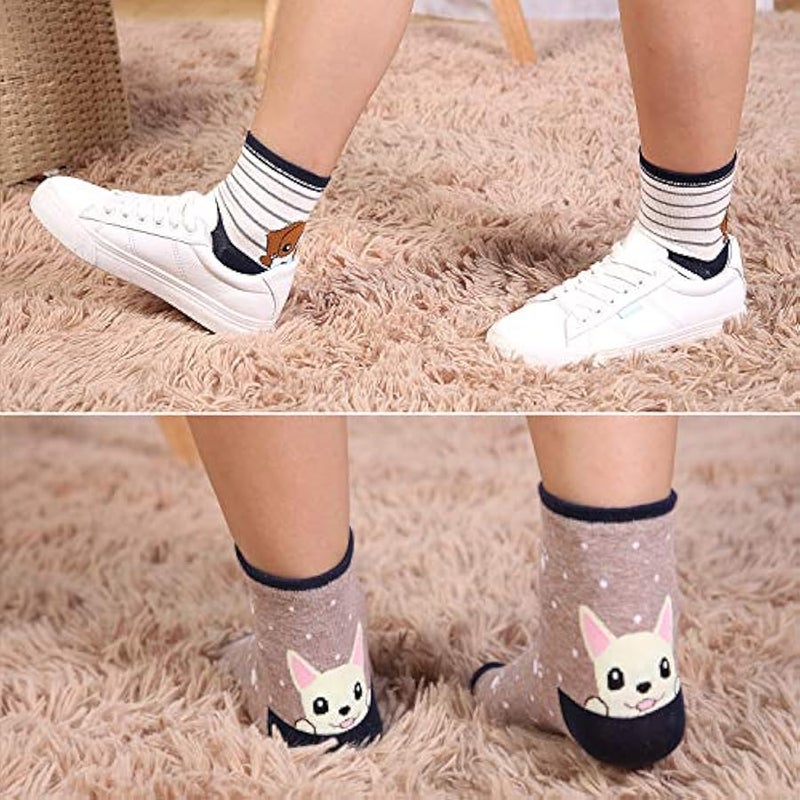 Women's Funny Dog Socks Cotton Fun Novelty Cute Pack of 5 - Image 4