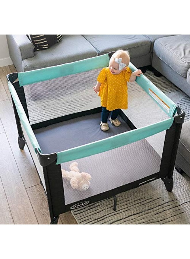 SHEETWORLD.COM SheetWorld Fitted 100% Cotton Percale Pack N Play Sheet Fits Graco Square Play Yard 36 x 36, Solid Blue Woven, Made in USA - Image 5