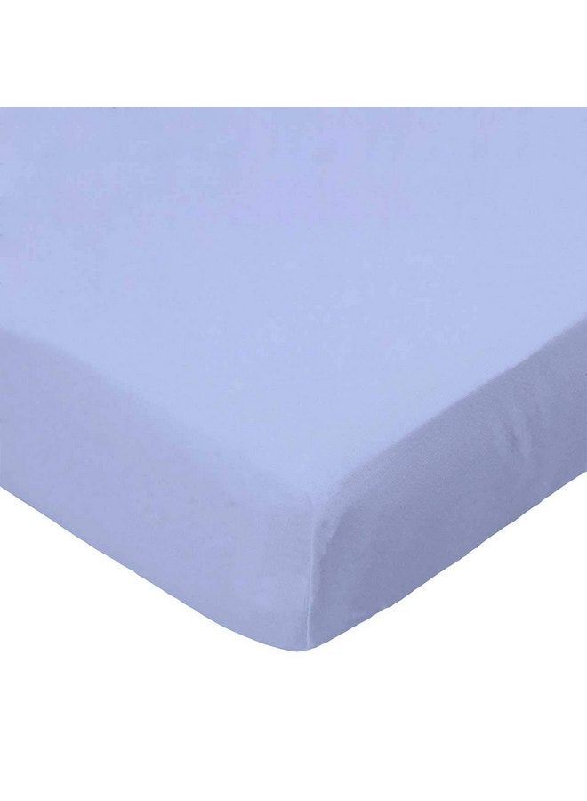 SHEETWORLD.COM SheetWorld Fitted 100% Cotton Percale Pack N Play Sheet Fits Graco Square Play Yard 36 x 36, Solid Blue Woven, Made in USA - Image 1
