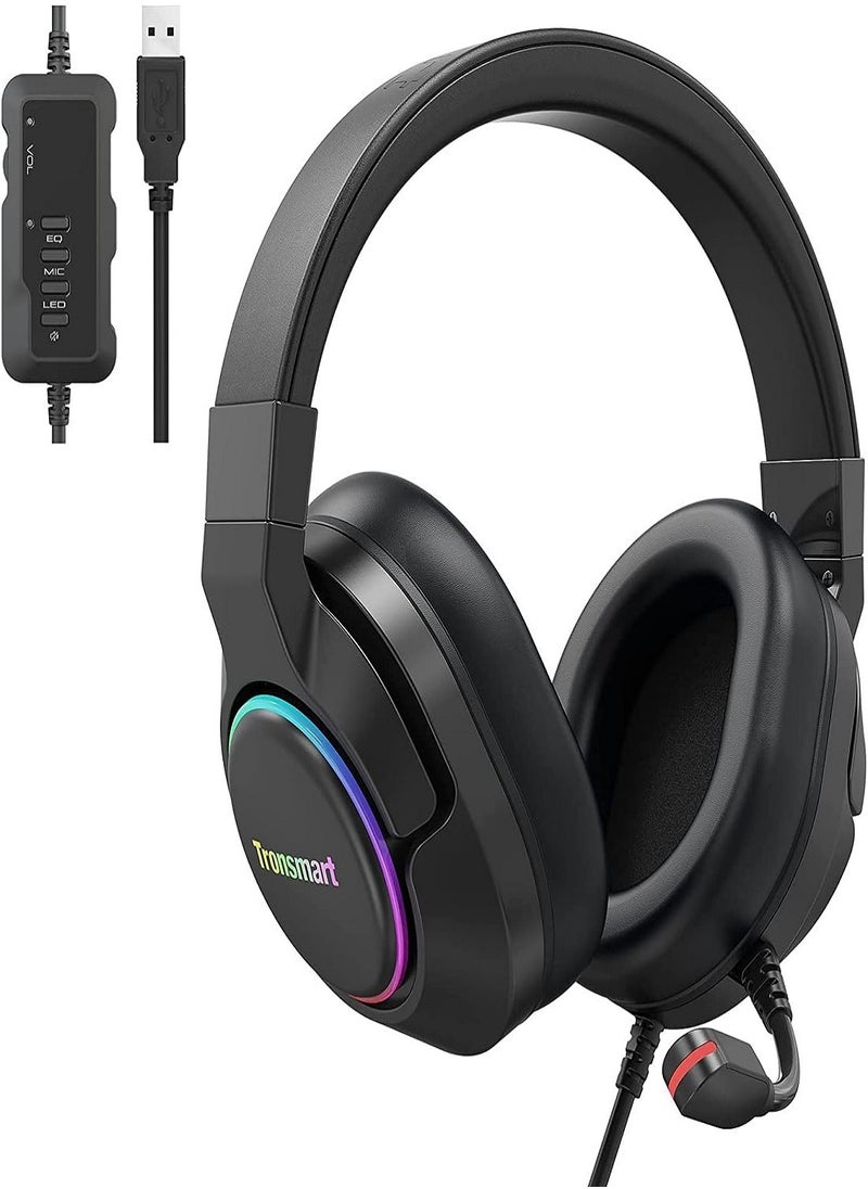 Tronsmart - Tronsmart sparkle pc gaming headset usb ps4 surround sound 7.1 for gaming microphone noise cancelling led lights/mute control/soft pads micro gaming headset for nintendo switch, playstation 4, imac - Image 1
