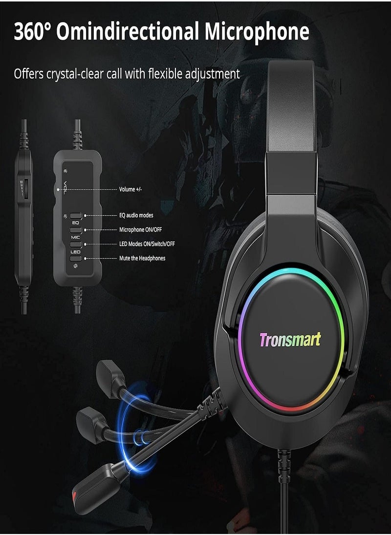 Tronsmart - Tronsmart sparkle pc gaming headset usb ps4 surround sound 7.1 for gaming microphone noise cancelling led lights/mute control/soft pads micro gaming headset for nintendo switch, playstation 4, imac - Image 1