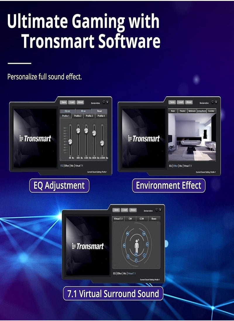 Tronsmart - Tronsmart sparkle pc gaming headset usb ps4 surround sound 7.1 for gaming microphone noise cancelling led lights/mute control/soft pads micro gaming headset for nintendo switch, playstation 4, imac - Image 1