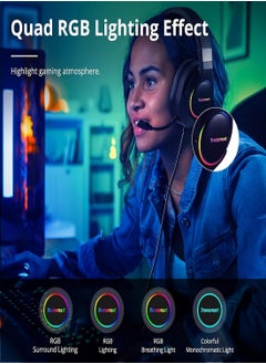 ترونسمارت سماعة الألعاب Tronsmart Sparkle PC USB PS4 الصوت المحيطي 7.1 لميكروفون الألعاب وإلغاء الضوضاء وأضواء LED / التحكم في كتم الصوت / وسادات ناعمة سماعة ألعاب صغيرة لنينتندو سويتش، بلاي ستيشن 4، إيماك  - Image 4