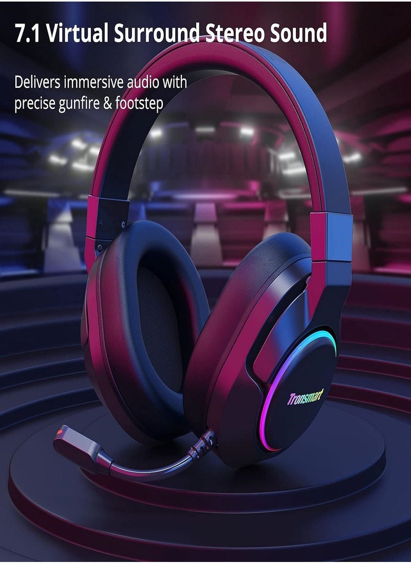 Tronsmart - Tronsmart sparkle pc gaming headset usb ps4 surround sound 7.1 for gaming microphone noise cancelling led lights/mute control/soft pads micro gaming headset for nintendo switch, playstation 4, imac - Image 1