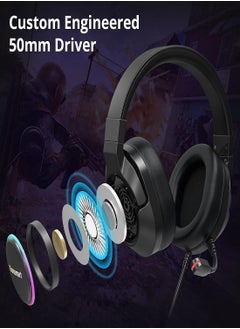 ترونسمارت سماعة الألعاب Tronsmart Sparkle PC USB PS4 الصوت المحيطي 7.1 لميكروفون الألعاب وإلغاء الضوضاء وأضواء LED / التحكم في كتم الصوت / وسادات ناعمة سماعة ألعاب صغيرة لنينتندو سويتش، بلاي ستيشن 4، إيماك  - Image 5