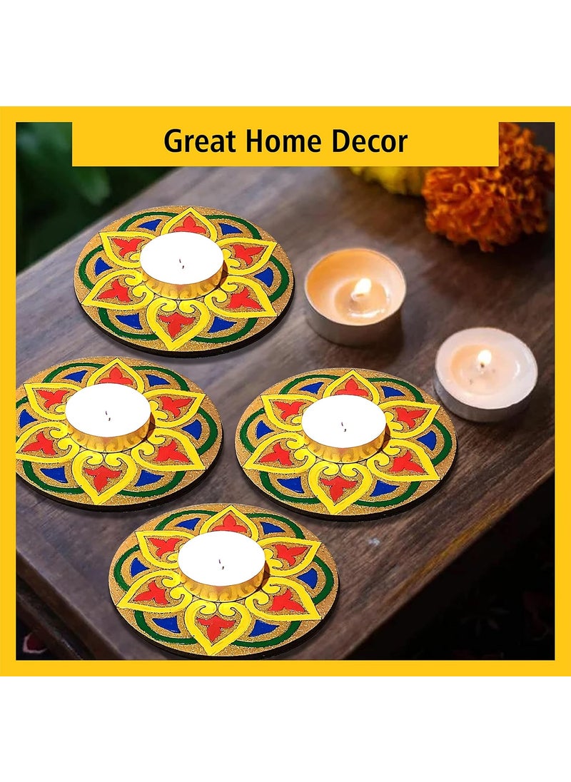 SOLOBOLO - Solobolo Tea Light Candle Holder DIY KIT | Diwali Decorative Item| Paint Your own Tealight Holder for Home Decor Office||Diwali Decoration Puja Articles Decor Gift TeaLight(2pc)| Set of 4 (D-3) - Image 1