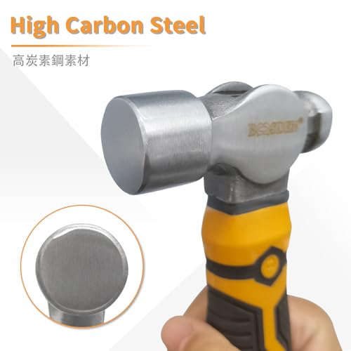 BOOSDEN Small Ball Peen Hammer, 15 oz, Stubby, Forged Fine Grain Steel Head, Non-slip Rubber Grips, Jewelry Hammer for Metalworking, Crafting - Image 3