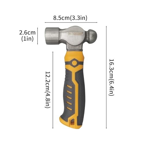 BOOSDEN Small Ball Peen Hammer, 15 oz, Stubby, Forged Fine Grain Steel Head, Non-slip Rubber Grips, Jewelry Hammer for Metalworking, Crafting - Image 2