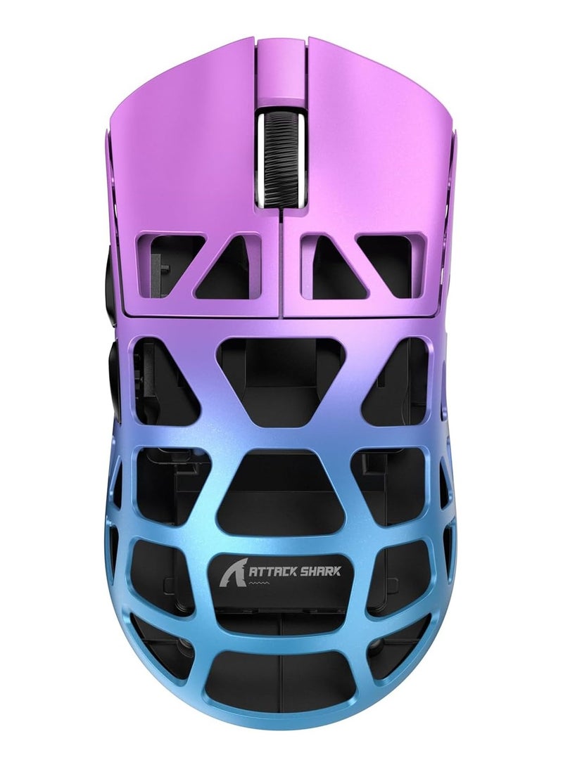 Attack Shark Superlight Magnesium Alloy Wireless Gaming Mouse R3 46g , BT/2.4Ghz/Wired Computer Mouse, 8000Hz Wireless Polling Rate, PAW3395 26K DPI Sensor, Programmable Mice, PC/Laptop/Mac (Purple & Blue)  - Image 1