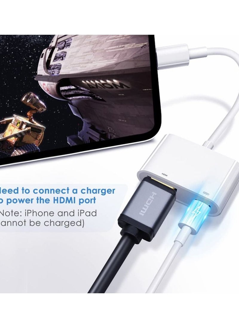 Apple Lightning Digital AV Adapter Apple MFi Certified Lightning to HDMI Adapter HDMI Cable Connector 1080P Sync Screen to TV/HDTV/Monitor/Projector Compatible with iPhone iPad