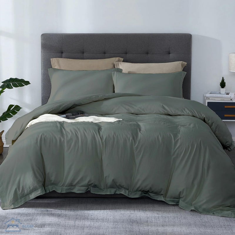SLEEPNEST 120x120 Duvet Cover Set 3 Piece Oversized King Long Staple Egyptian Cotton with Zipper Closure  Corner Ties  600 TC  Ultra Soft Breathable Cover for Comforter Extra Large Dark Grey