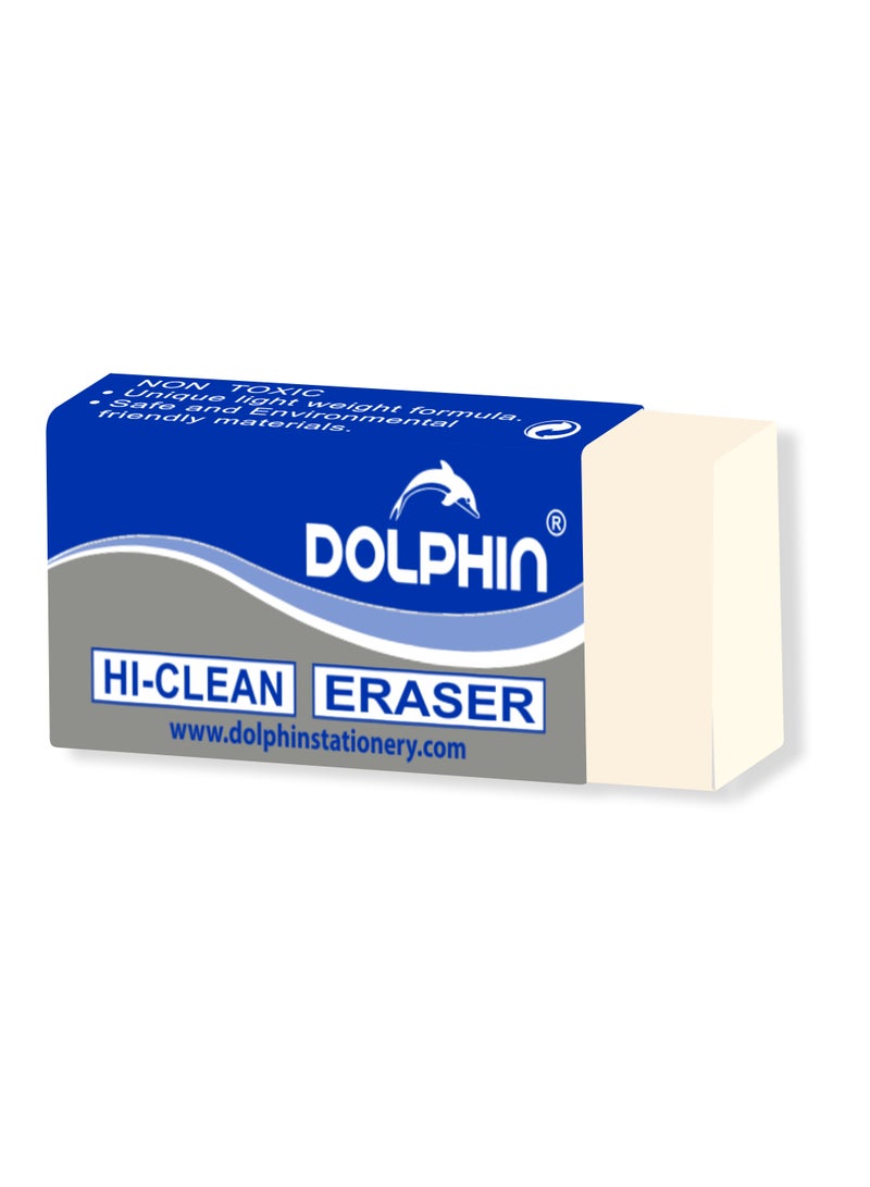 Dolphin NT-100 Pencil Eraser  Hi-Clean, Smudge-Free Erasing, Eco-Friendly Non-Toxic PVC, Unique Light Formula, Made in Taiwan, Ideal for School & Office - Image 2