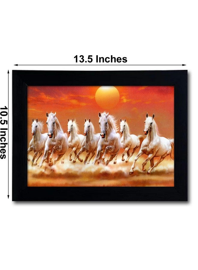 Suman Art Seven Horses Vastu (2) Wall Painting Special Effects Sparkle Lamination Framed Wall Paintings For Home Decor,Bedroom,Puja Room With Synthetic Solid Frame Size 10.5X13.5 Inch - Image 2