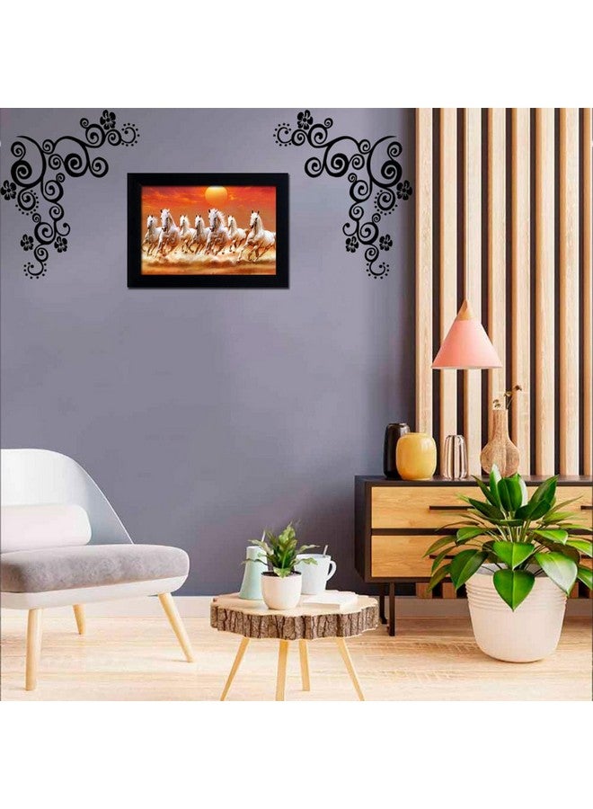 Suman Art Seven Horses Vastu (2) Wall Painting Special Effects Sparkle Lamination Framed Wall Paintings For Home Decor,Bedroom,Puja Room With Synthetic Solid Frame Size 10.5X13.5 Inch - Image 4