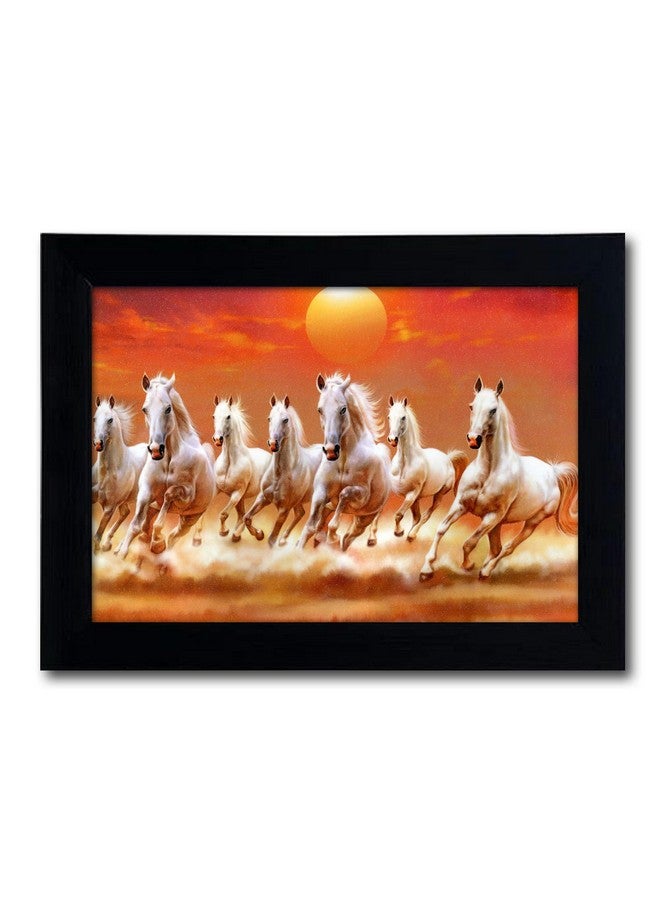 Suman Art Seven Horses Vastu (2) Wall Painting Special Effects Sparkle Lamination Framed Wall Paintings For Home Decor,Bedroom,Puja Room With Synthetic Solid Frame Size 10.5X13.5 Inch - Image 1