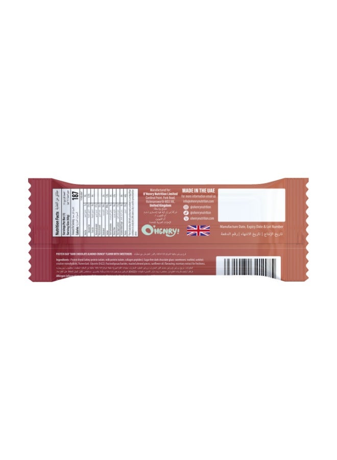 O'HENRY NUTRITION Creatine + Protein Bar - Dark Chocolate Almond Crunch, No Added Sugar, 22g Protein, Pack of 12 (60g Each) - Image 3