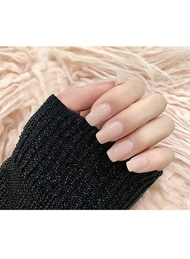 KLOSS BEAUTY Glossy Prep Short Square Nails Set Of 24 Reusable Uv Treated Gel Finished Presson Nails With Glossy Finish (Pinkish Nude Colour) - Image 1