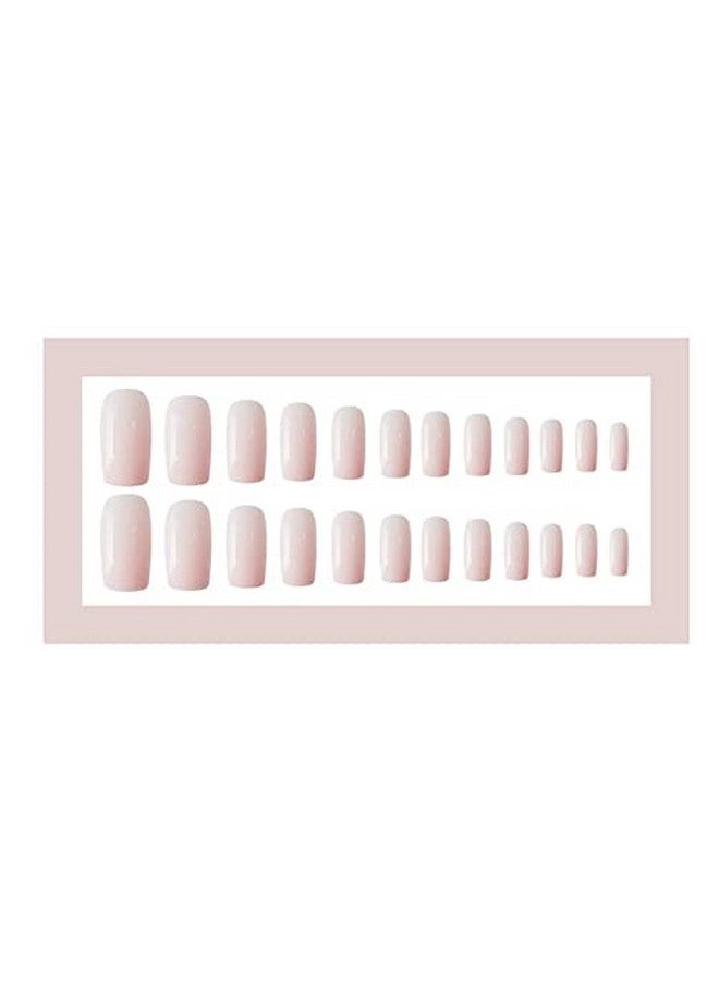 KLOSS BEAUTY Glossy Prep Short Square Nails Set Of 24 Reusable Uv Treated Gel Finished Presson Nails With Glossy Finish (Pinkish Nude Colour) - Image 2