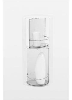 Primanova Rotating Corner Bathroom Shelf, Two Plastic Rotatable Shelves for Hanger Supplies, Mounted with Screws, 23 * 50.5 CM. (Transparent)  - Image 2
