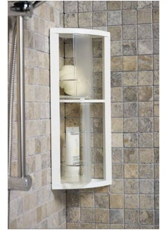 Primanova Rotating Corner Bathroom Shelf, Two Plastic Rotatable Shelves for Hanger Supplies, Mounted with Screws, 23 * 50.5 CM. (Transparent)  - Image 4