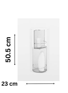 Primanova Rotating Corner Bathroom Shelf, Two Plastic Rotatable Shelves for Hanger Supplies, Mounted with Screws, 23 * 50.5 CM. (Transparent)  - Image 5